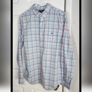 Vineyard Vines by Shep & Ian slim fit tucker shirt sz M 100 % cotton blue, pink